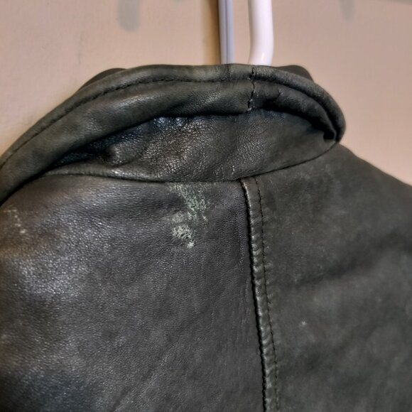 Forest Green Goosecraft Sheep Leather Jacket, Size S - Picture 3 of 9